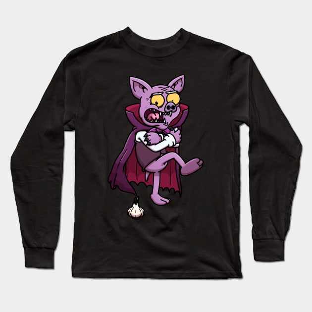 Scared Old Vampire Bat Long Sleeve T-Shirt by TheMaskedTooner